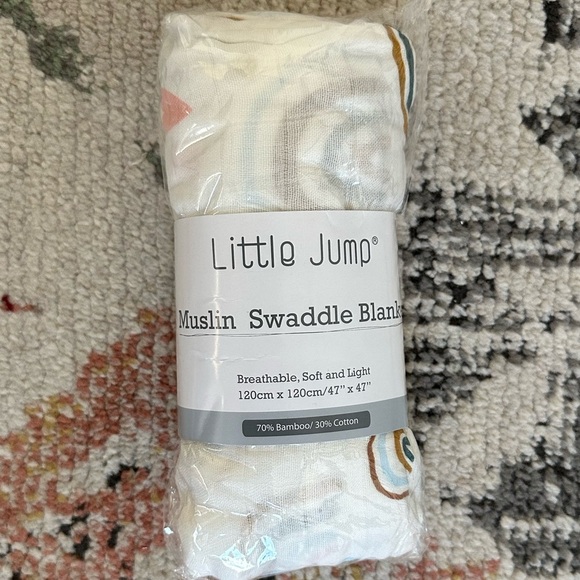 New Little Jump Bamboo Muslin Swaddle Blanket Rainbow Print Baby. NEW. 47”x47” - Picture 9 of 16